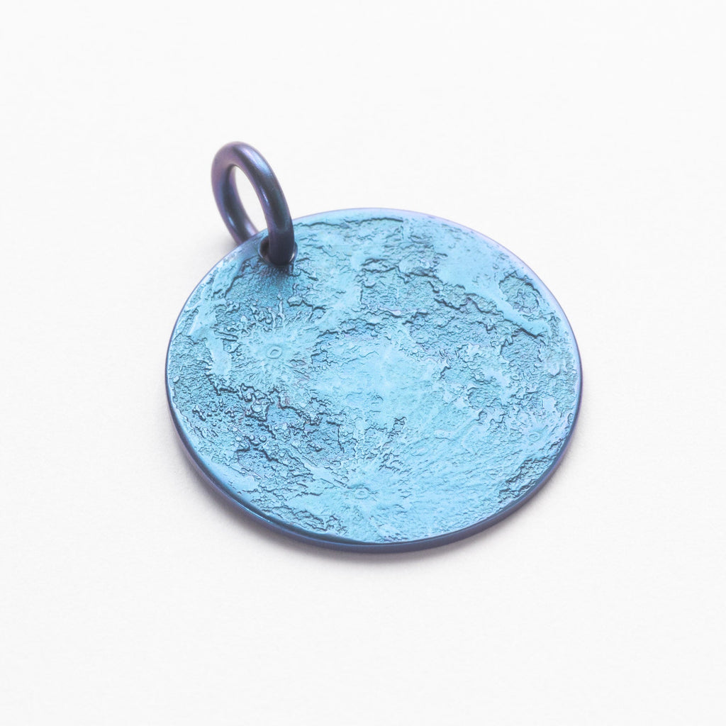 Blue Moon Necklace - 1 in / 26 mm Anodized Niobium Charm or Pendant