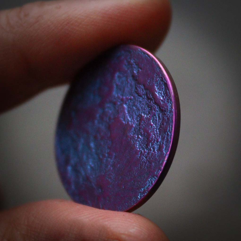 Blue and Purple Moon Coin - 1" Anodized Niobium
