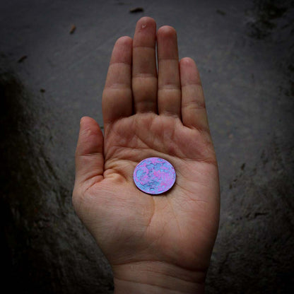 Blue and Purple Moon Coin - 1" Anodized Niobium
