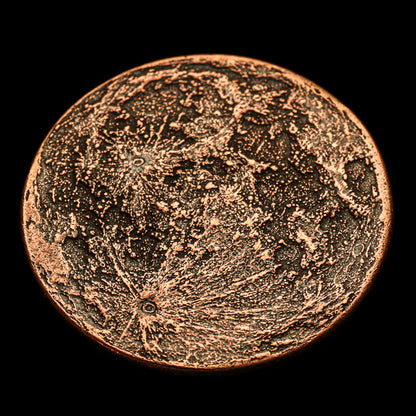 The Sun and Moon Worry Coin - Aztec Sun Stone Calendar and Moon in Copper