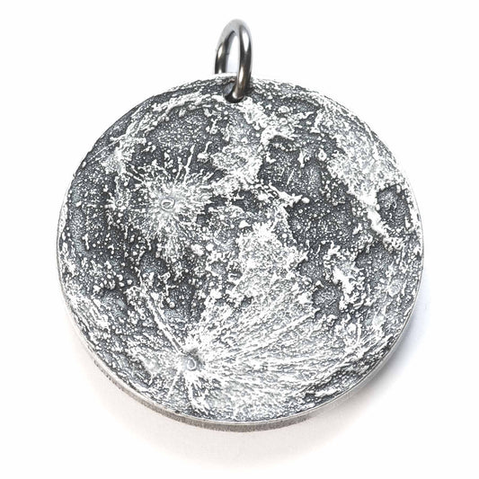 Silver Supermoon Necklace or Charm - Large 1.5"