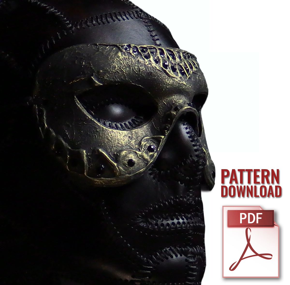 4-Pack Leather Masquerade Mask Printable Pattern Bundle