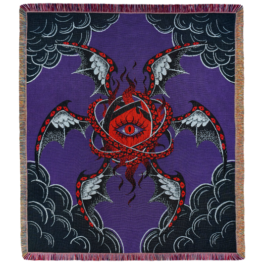 Mephisto – Seraphim Dark Angel Woven Blanket & Gothic Celestial Horror Tapestry