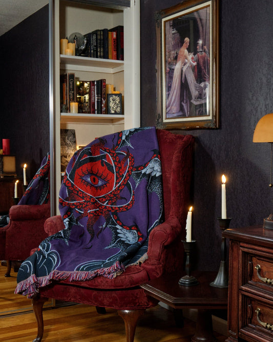 Mephisto – Seraphim Dark Angel Woven Blanket & Gothic Celestial Horror Tapestry