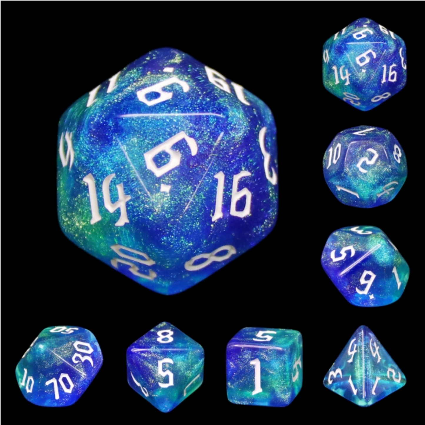 Meteor Storms RPG Dice Set | 7-Piece Polyhedral Dice for TTRPGs