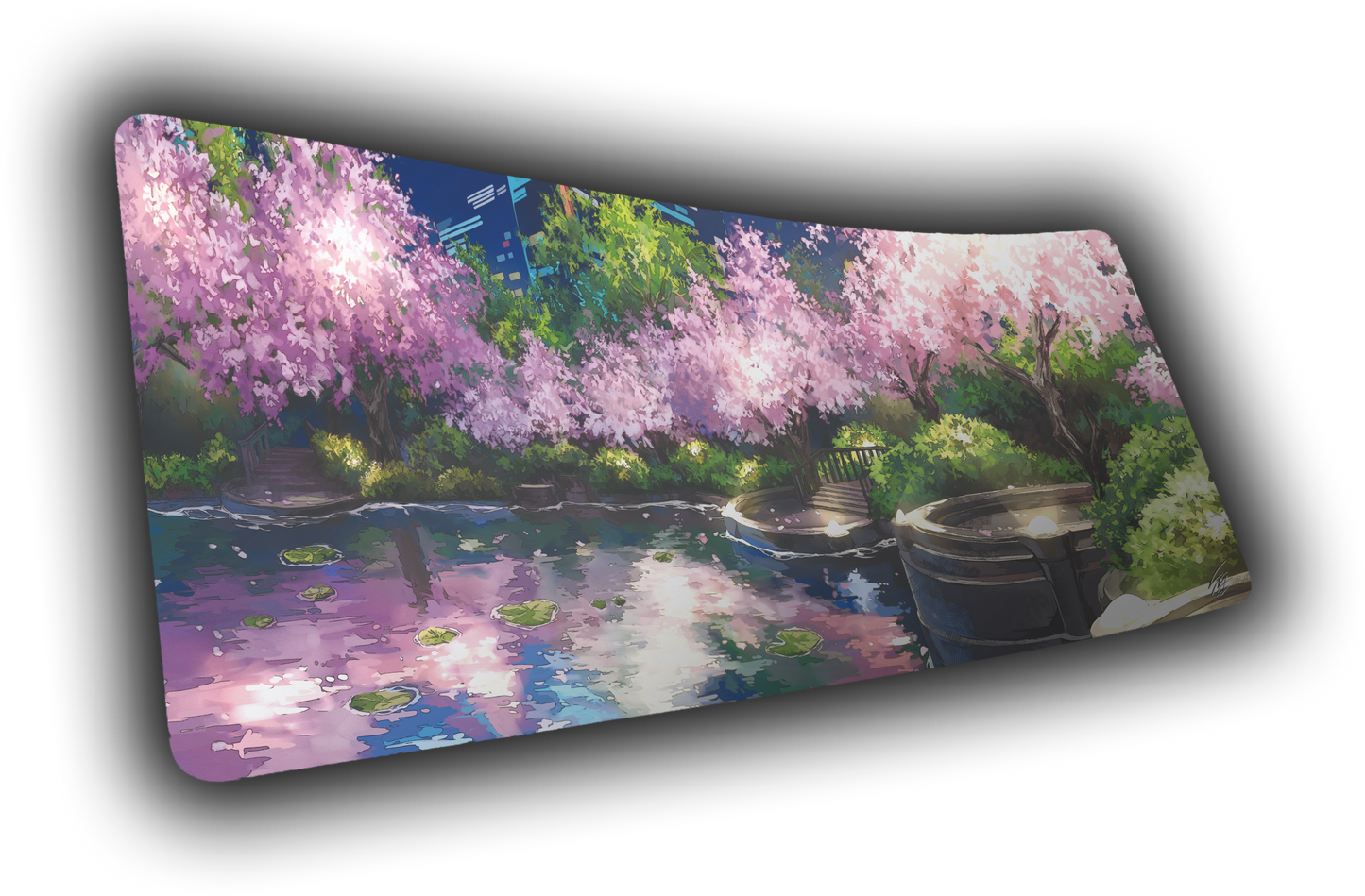 "Midnight Petals" — Cherry Blossom Deskmat