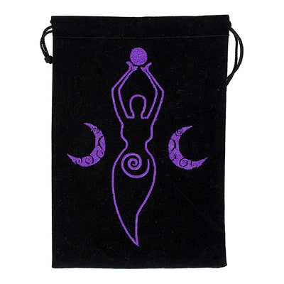 Moon Goddess Black Velvet Embroidered Bag