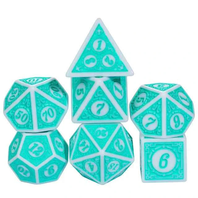 Motif: Azure Dreams RPG Dice Set | 7-Piece Polyhedral Dice for TTRPGs