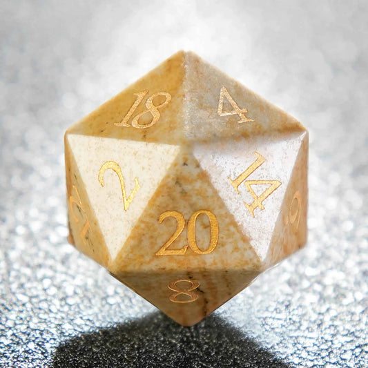 Muddy Yellow Natural Jasper Stone DND Dice Set — 7-Piece Gemstone TTRPG Dice