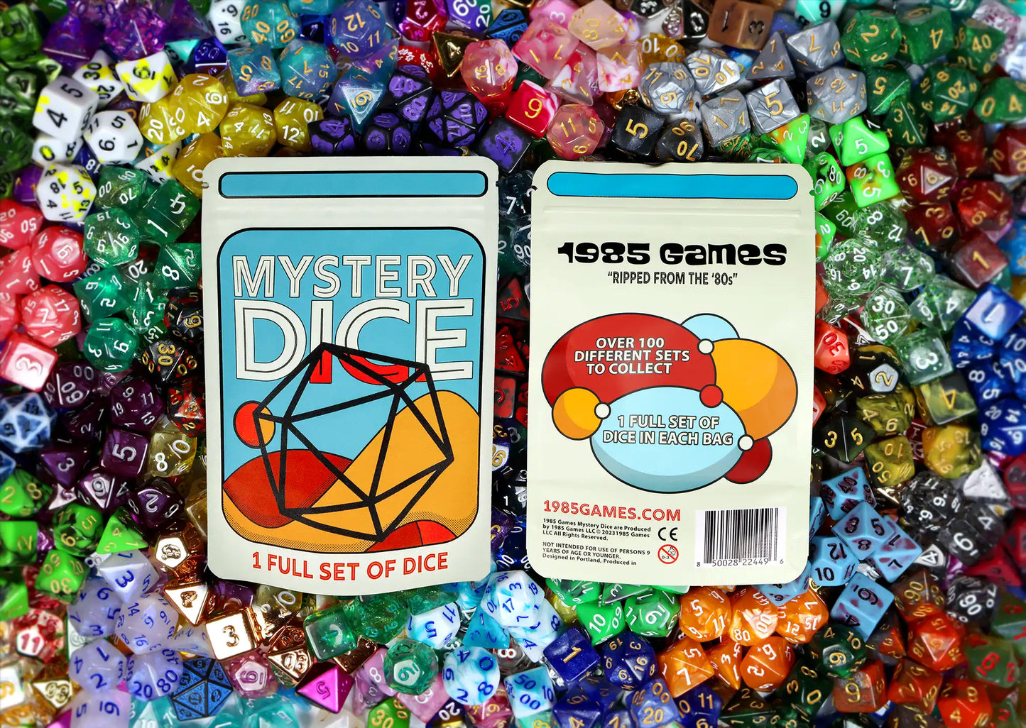 Mystery Dice Set | Surprise 7-Piece RPG Dice Handpacked in Portland | 1985 Games