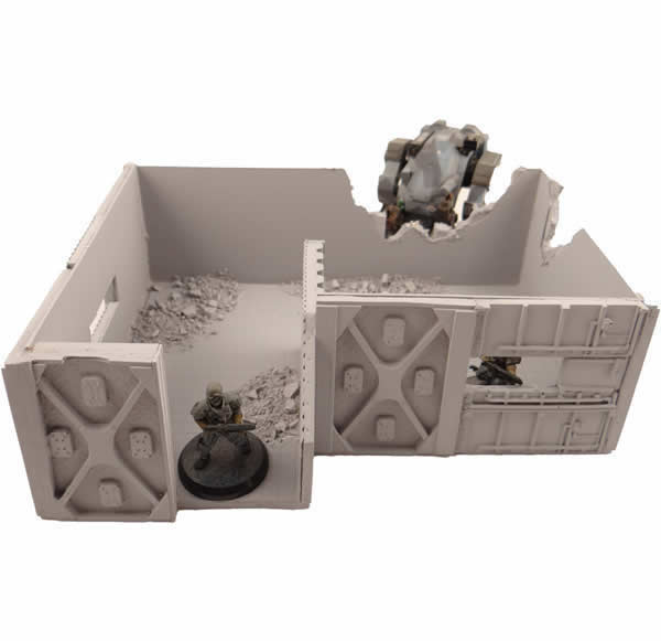 NDS1028 Ruined Outpost with Exhaust Fans 28mm Scale Miniature Terrain