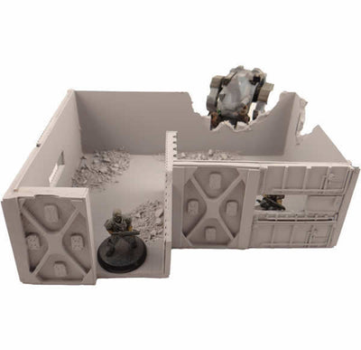 NDS1028 Ruined Outpost with Exhaust Fans 28mm Scale Miniature Terrain