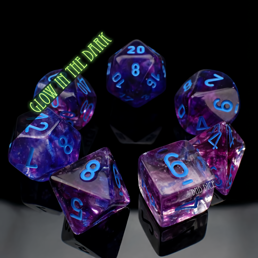 Nebula Nocturnal Glow-in-the-Dark Dice Set | Chessex 7pc