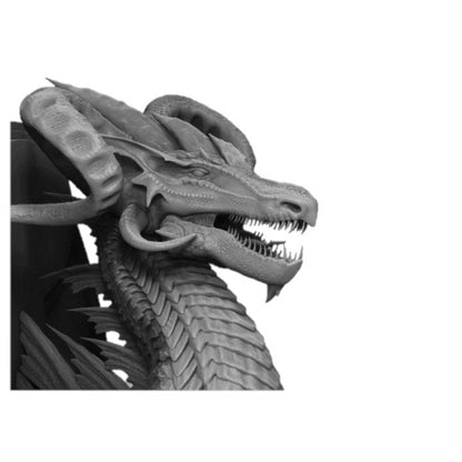 Nickel Metallic Dragon Wall-Mountable Bust