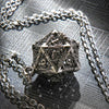 Multicolor Metal Hollow D20 Dice Necklace、Keychain + Mini DND Dice Set