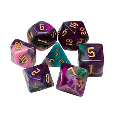 Night Elves RPG Dice Set | 7-Piece Polyhedral Dice for TTRPGs