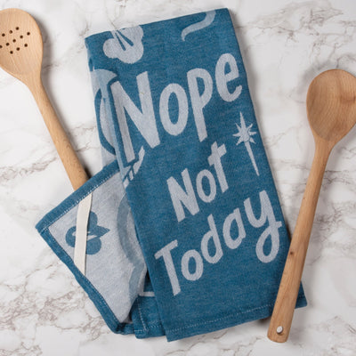 Nope Not Today Blue Bright Funny Snarky Dish Cloth Towel | Ultra Soft and Absorbent Jacquard | All-Over Design | Unfolds 20