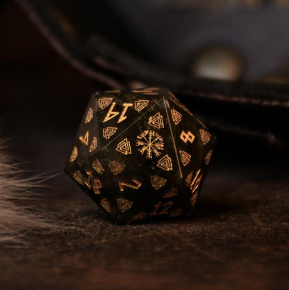 Nordic Black Labradorite Stone Dice Set - Dice Around the World Collection