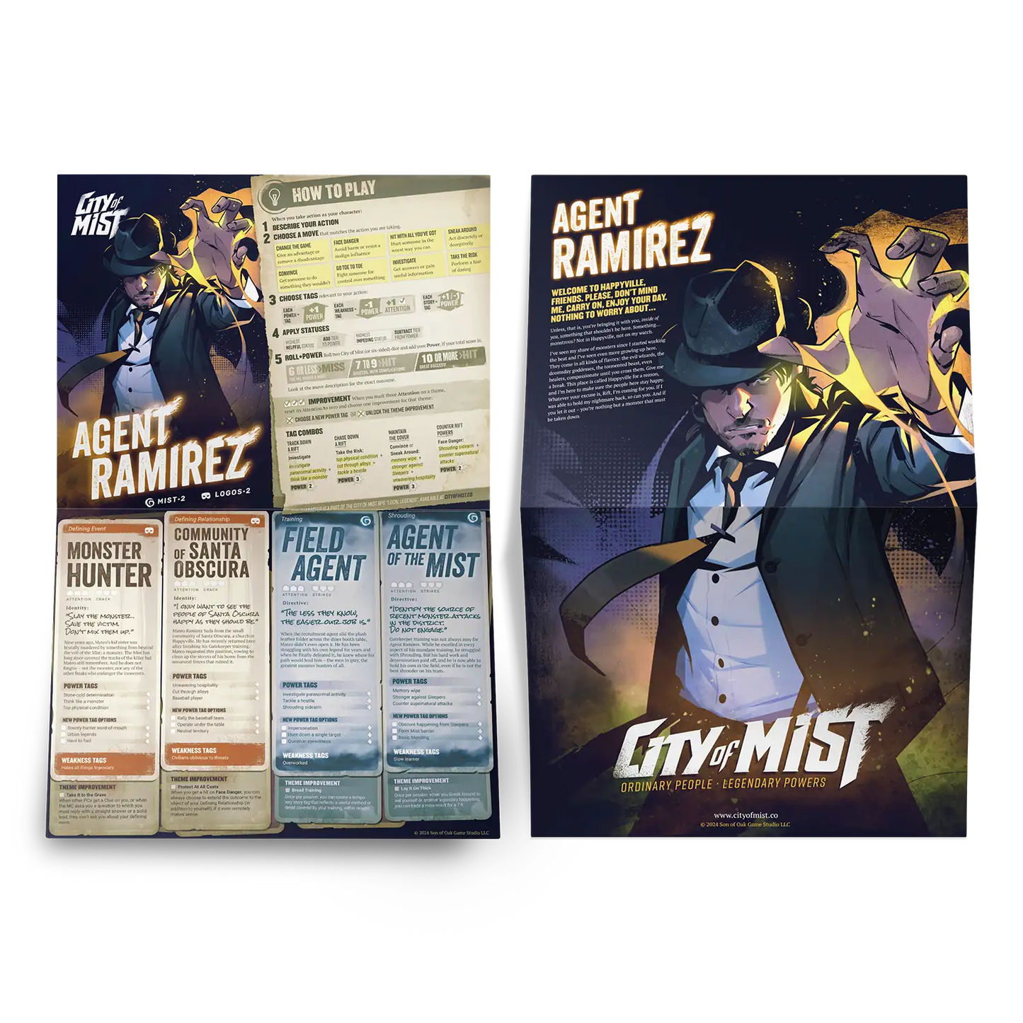 Character Folio Pack 2 — 10 City of Mist Pregen Character Folios