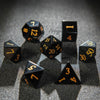 Obsidian D&D Gemstone Dice Set + Gold Numbers
