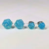 Ocean D20 Sterling Silver Stud Earrings - Blue Green Water Dice Jewelry
