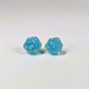 Ocean D20 Sterling Silver Stud Earrings - Blue Green Water Dice Jewelry
