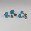 Ocean D20 Sterling Silver Stud Earrings - Blue Green Water Dice Jewelry