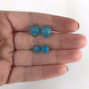 Ocean D20 Sterling Silver Stud Earrings - Blue Green Water Dice Jewelry