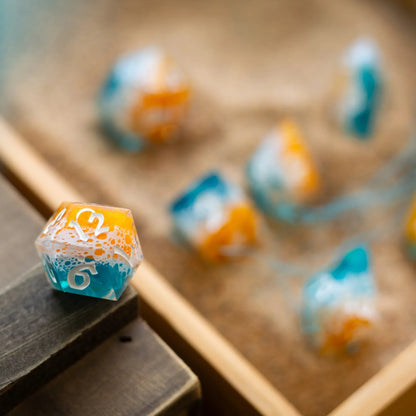 Ocean Sunset Handmade Resin DND Dice Set