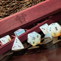 Opalite - Black Font 7 Piece RPG Set Gemstone Dice