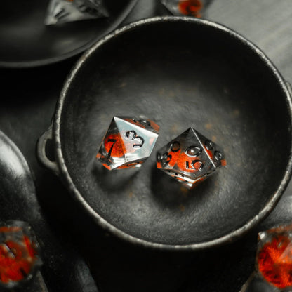 Orange Liquid Core Resin DND Dice Set