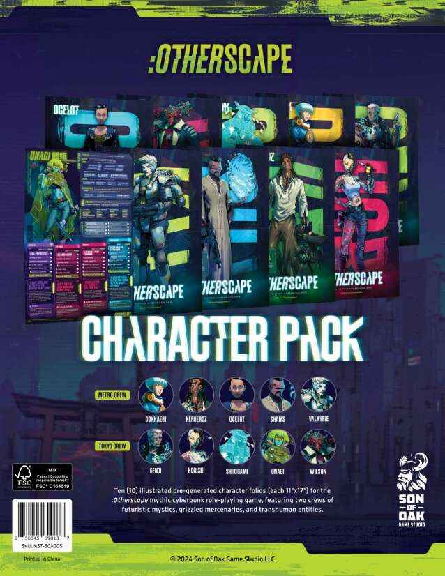 :Otherscape Character Pack — 10 Pregen Character Folios