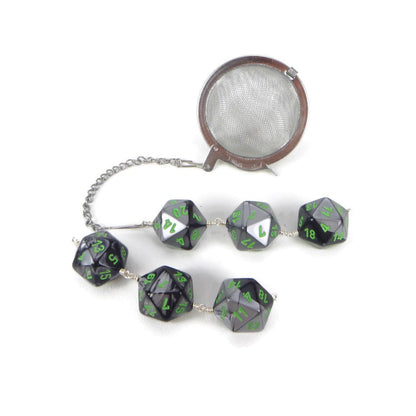 Tea Infuser with Black and Silver Dice Trio