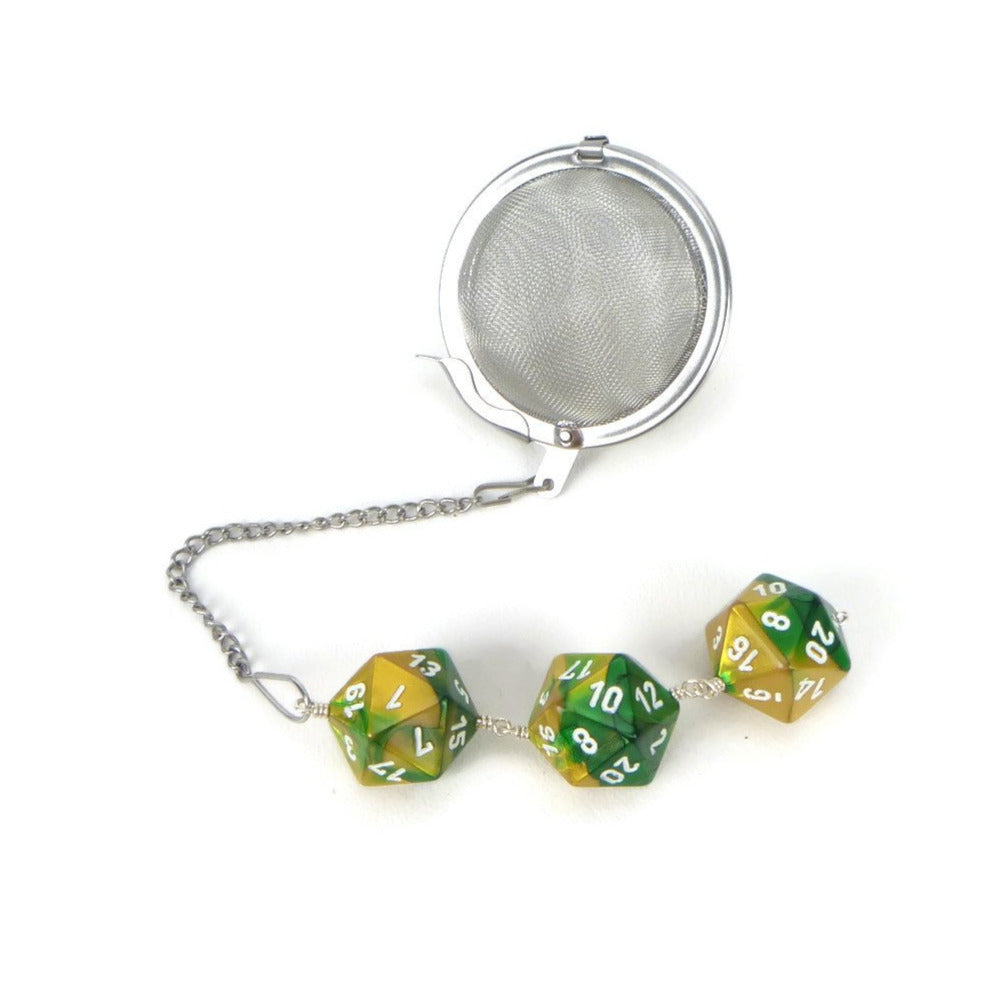 Tea Infuser with Green and Gold Dice Trio