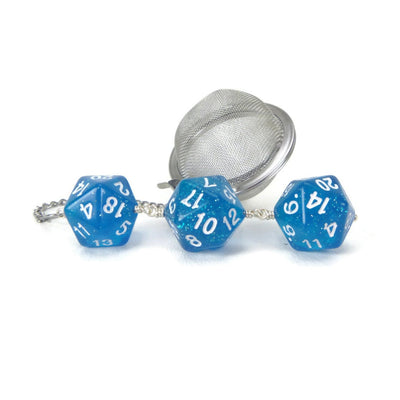 Tea Infuser with Blue Glitter Dice Trio