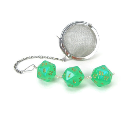 Tea Infuser with Light Green Borealis Dice Trio