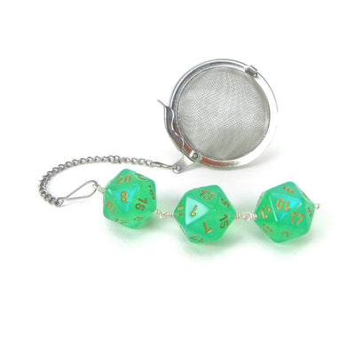 Tea Infuser with Light Green Borealis Dice Trio