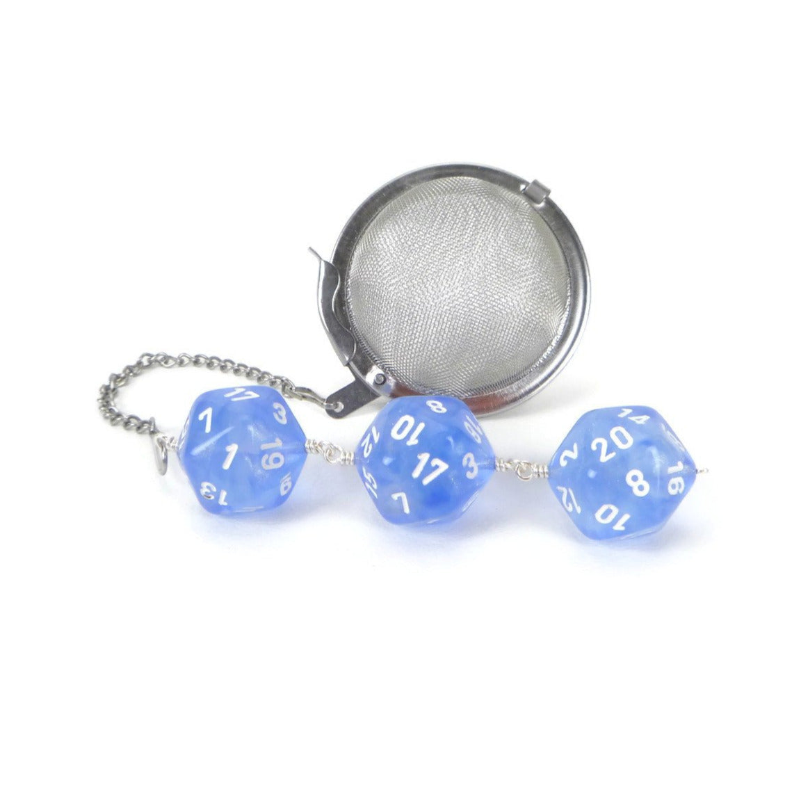 Tea Infuser with Sky Blue Borealis Dice Trio