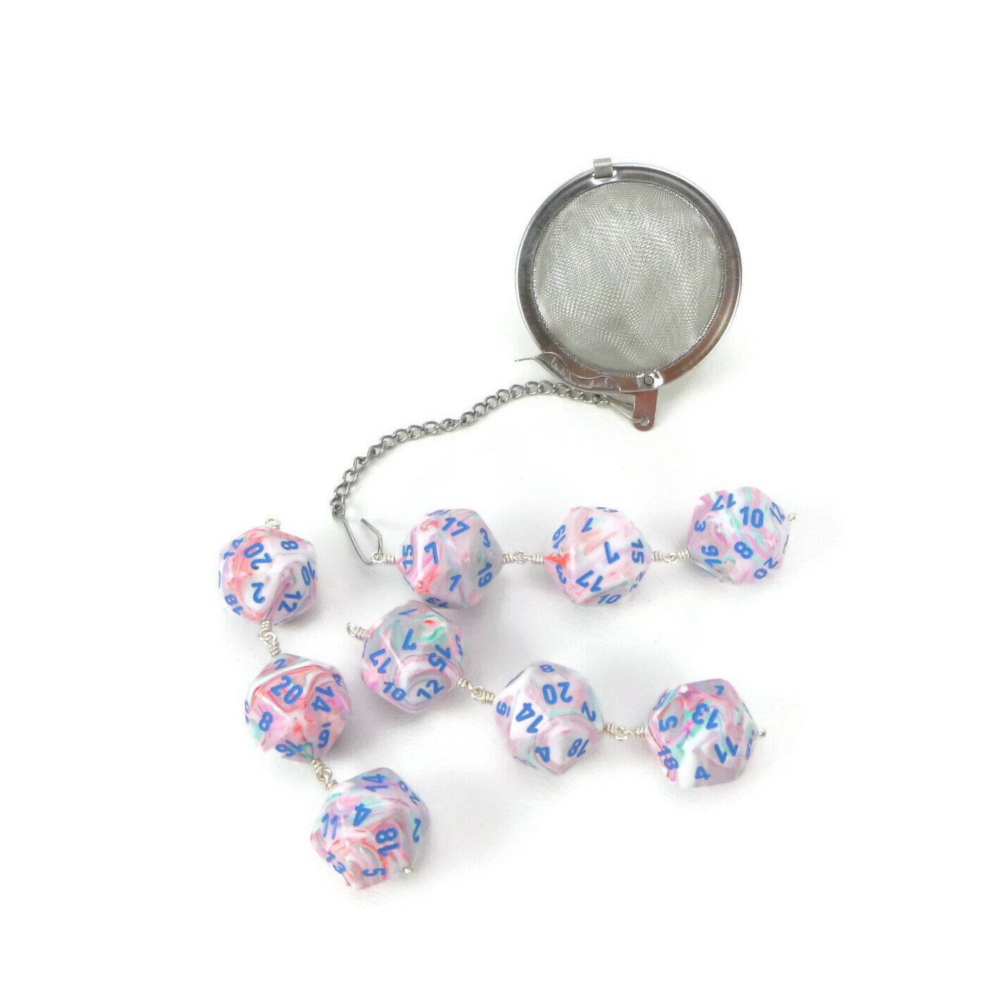 Tea Infuser with Swirled Pastel Dice Trio