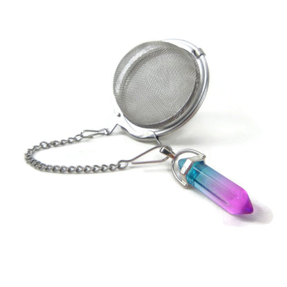 Tea Infuser with Mini Crystal Point Charm (Pick your stone!)