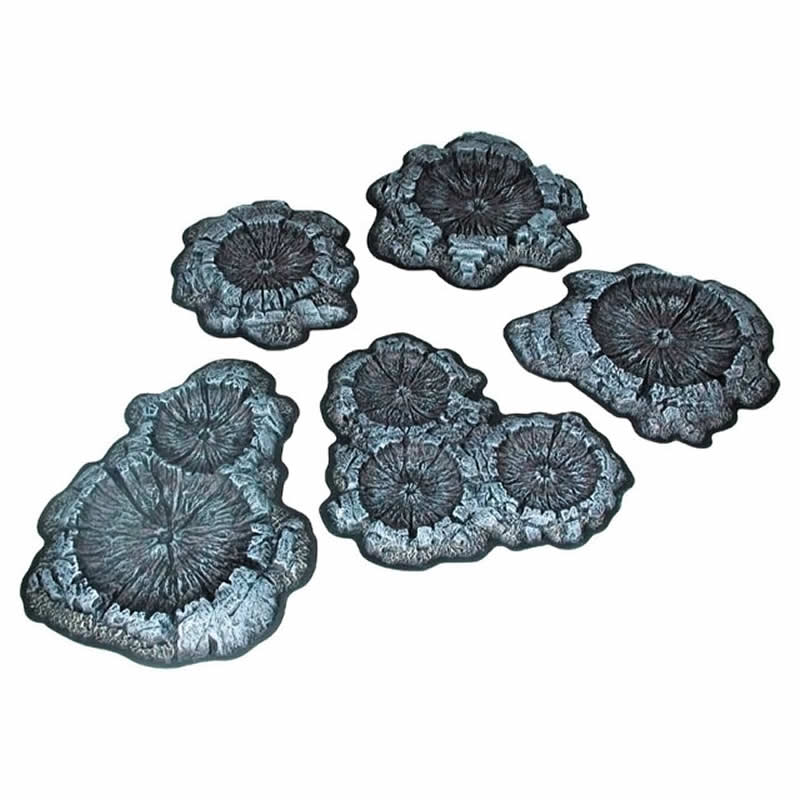 PEG5214 Crater Set Unpainted 5pc MiniatureTerrain Pegasus Hobbies