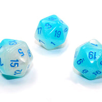 Gemini® Polyhedral Pearl Turquoise-White/blue Luminary™ d20 (Sold per die)