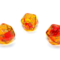 Gemini® Polyhedral Translucent Red-Yellow/gold d20 (Sold per die)