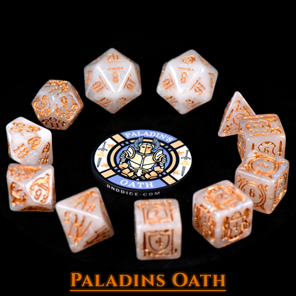Paladin's Oath Dice Set | Holy Resin D&D Dice by Revenant Foundry