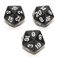 Single d20 Opaque Polyhedral Black/white d20 (Sold per die)