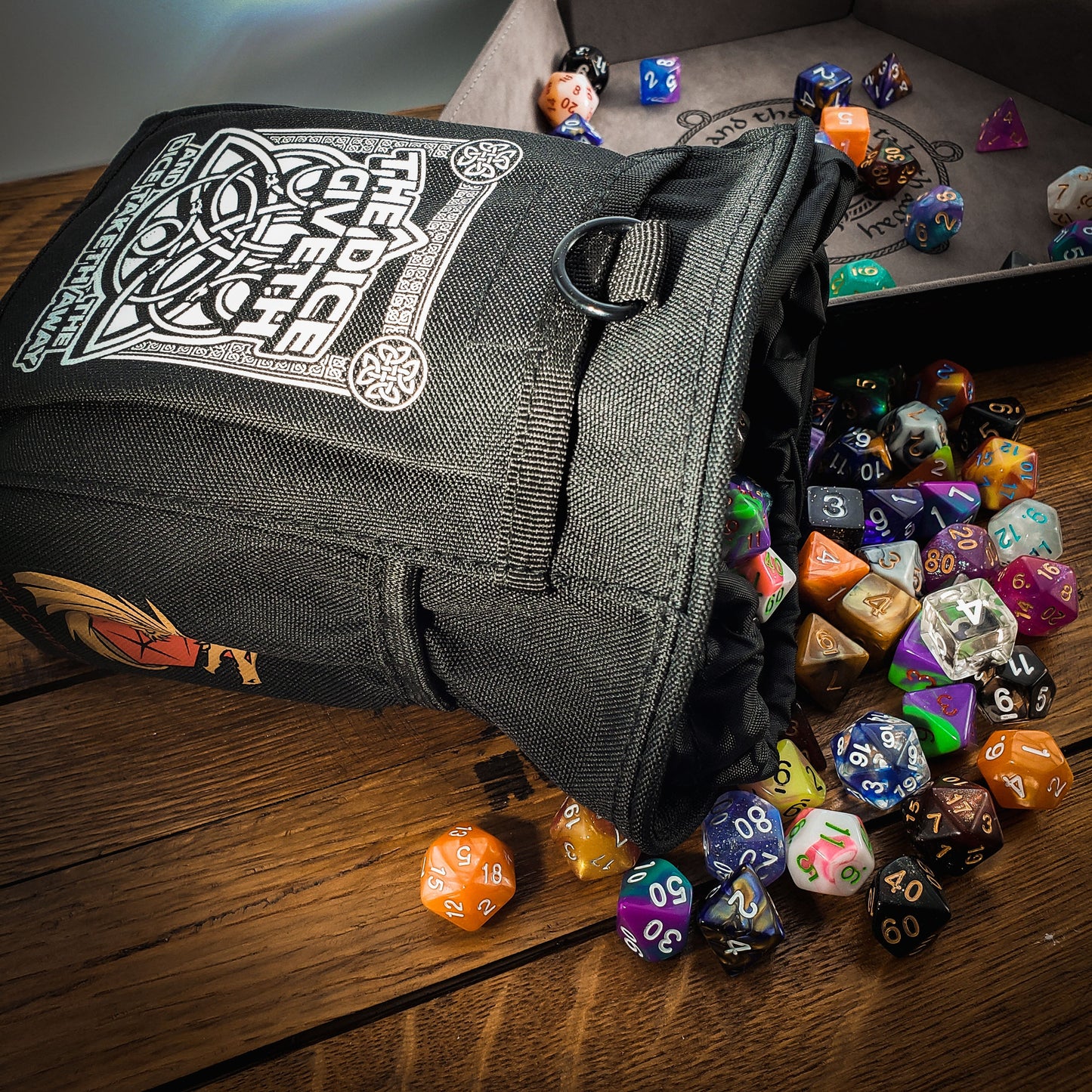Dice Giveth and Taketh Deluxe Dice Bag – Large Waterproof RPG Dice Storage