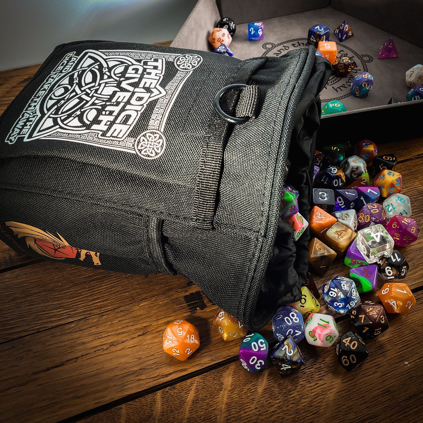 Dice Giveth and Taketh Deluxe Dice Bag – Large Waterproof RPG Dice Storage