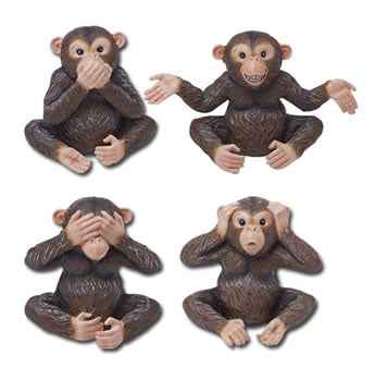 PTG7637 Chimpanzee Set of 4 Figurines by Pacific Trading