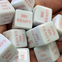 16mm "Loves Me, Loves Me Not" White Dice with Pink Print