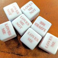 16mm "Loves Me, Loves Me Not" White Dice with Pink Print